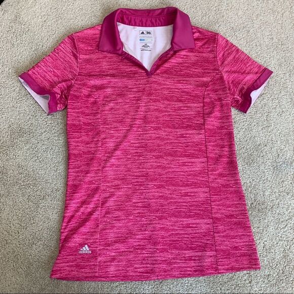 Adidas Golf Puremotion Pleat Sleeve Polo Shirt (Bahia Magenta /Light Onix) Sz S - Picture 8 of 12
